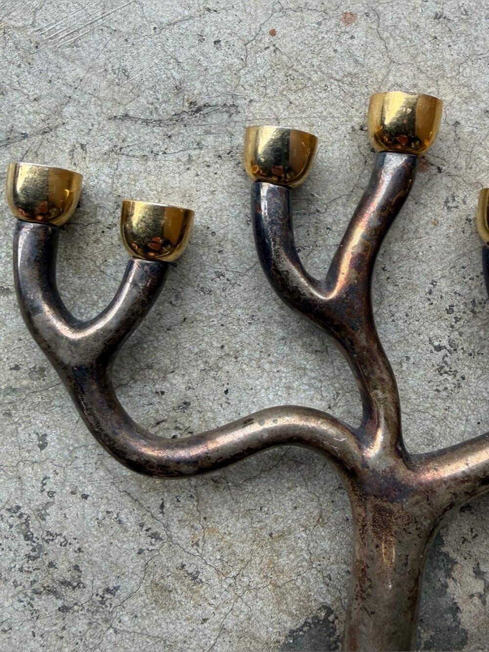 Vintage Sandra Kravitz by Jacob Rosenthal Brass Tree of Life Menorah Judaica - Picture 7 of 10